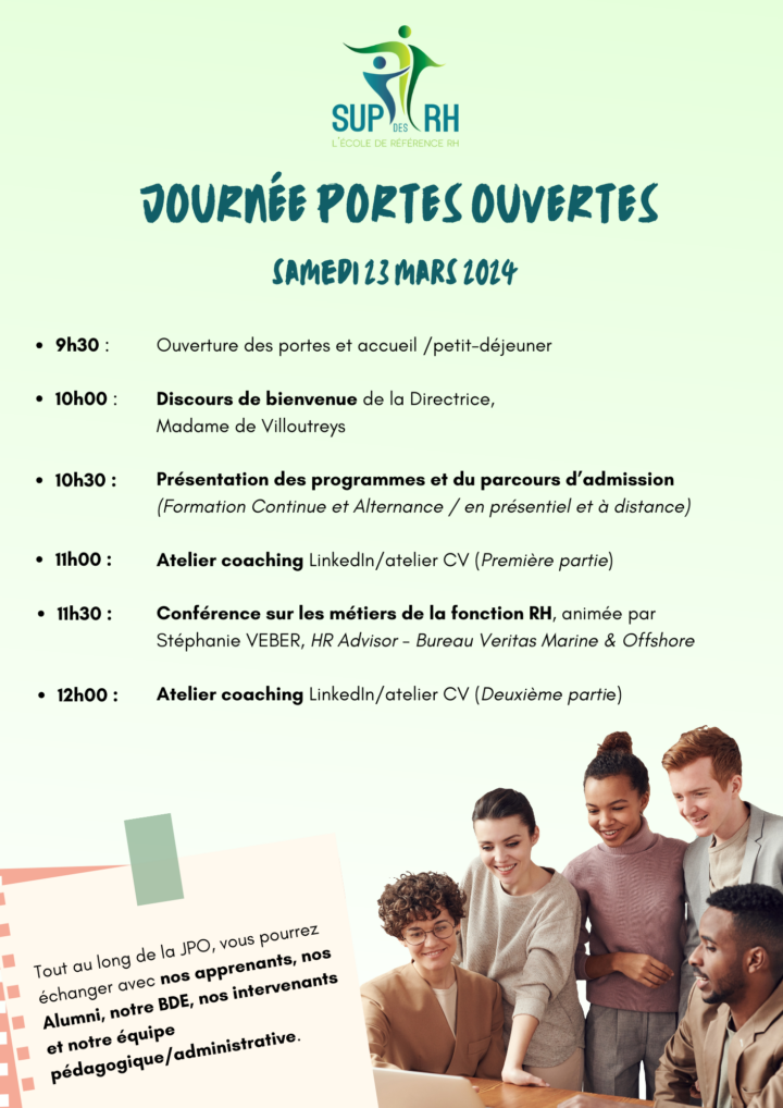 Programme de la JPO de SUP des RH - 23 mars 2024